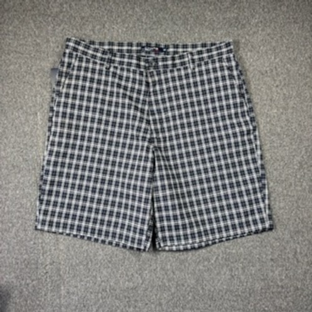 Chaps Golf 78 Mens Navy Blue White Plaid Performance Shorts Size 38 NWT